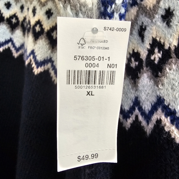 NWT Old Navy SoSoft Fair Isle Cozy Sweater, Mens XL, Navy Blue and Creamy White - Picture 6 of 11